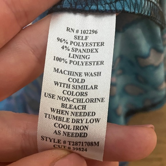 Connected Apparel‎ Women's 14 Blue Purple Abstract Animal Print Sheath Dress - Picture 3 of 4